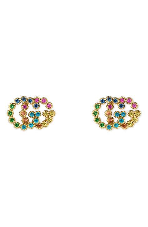 gucci double-g multi stone chain stud earrings|Gucci bamboo earrings.